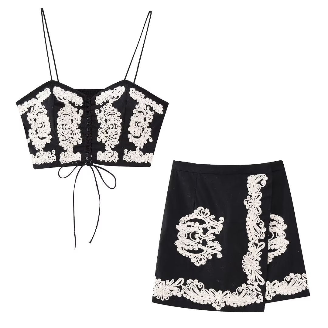 Womens Suspenders Embroidered Suspenders Skirt