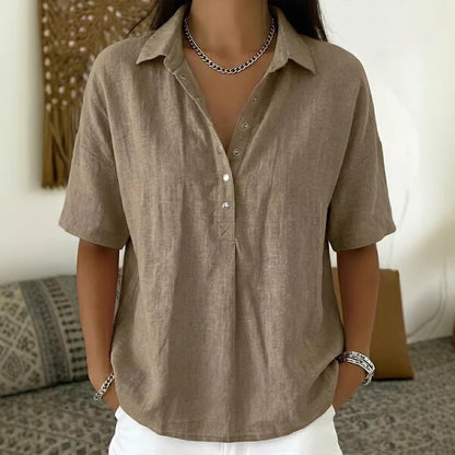 Single-breasted Lapel Shirt E-commerce Bestseller Womens Solid-color Casual Wear