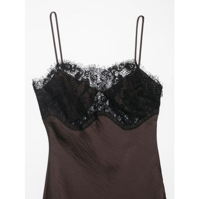 Womens Wear Stylish Asymmetrical Lace And Satin Dress