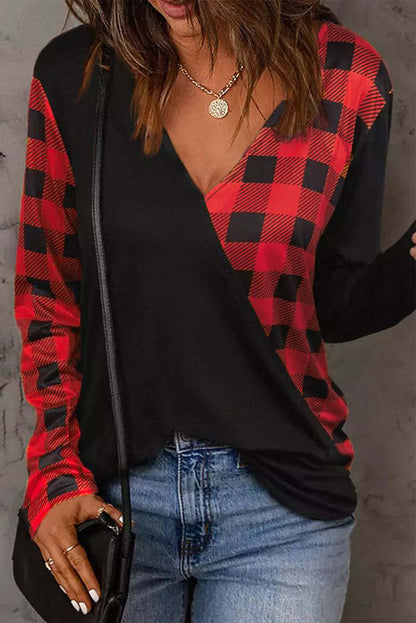 Long-sleeve Plaid Contrast-color Casual Womens Wear