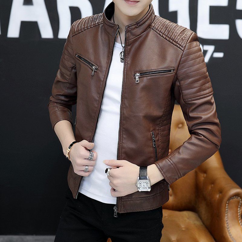 Mens Springautumn Leather Jacket