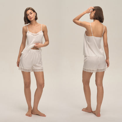 Womens Pajamas Lace Camisole And Shorts Set For Home Wear