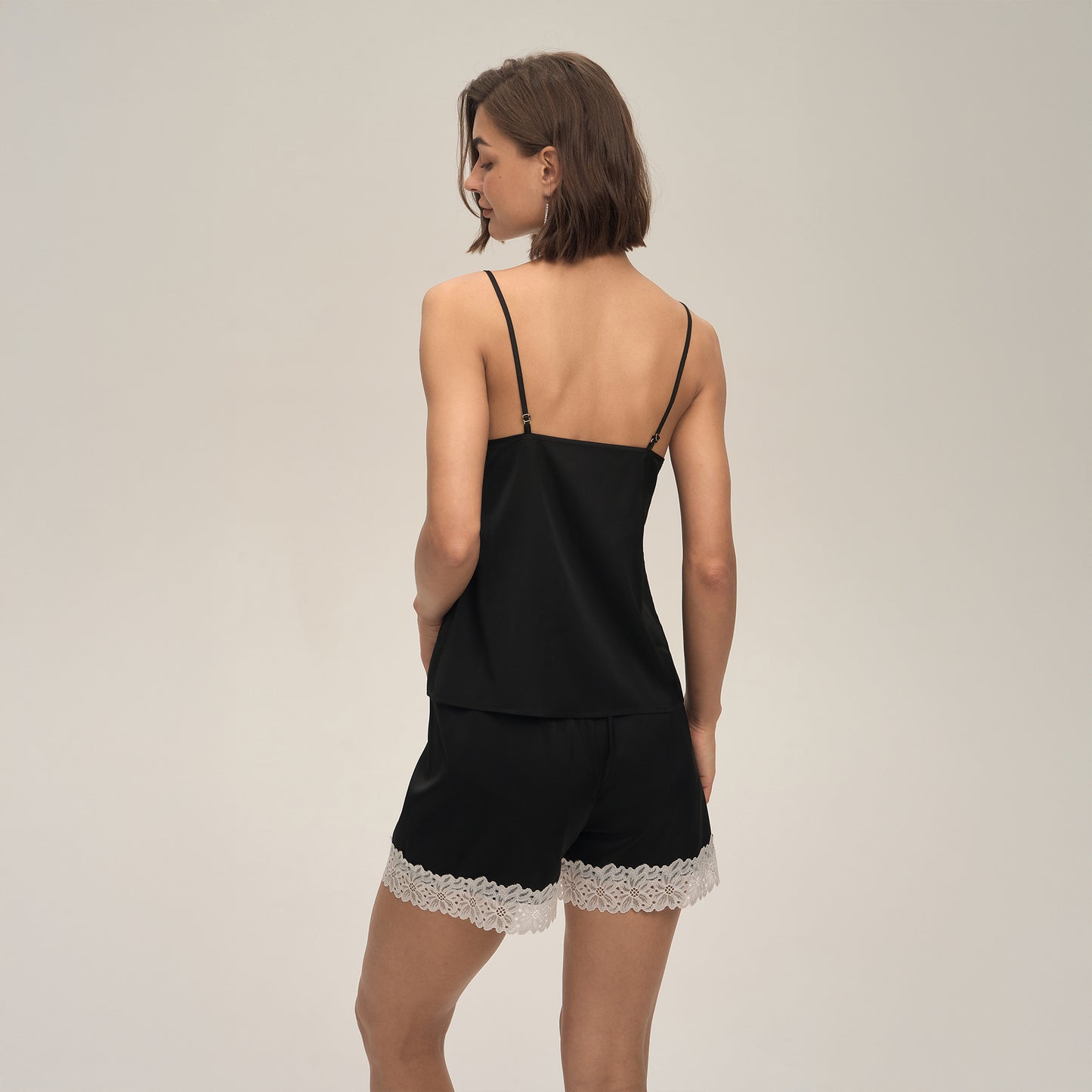 Womens Pajamas Lace Camisole And Shorts Set For Home Wear