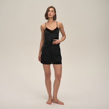 Womens Pajamas Lace Camisole And Shorts Set For Home Wear