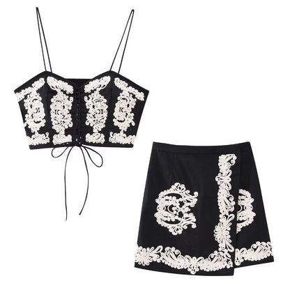 Womens Suspenders Embroidered Suspenders Skirt