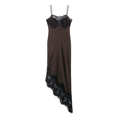 Womens Wear Stylish Asymmetrical Lace And Satin Dress