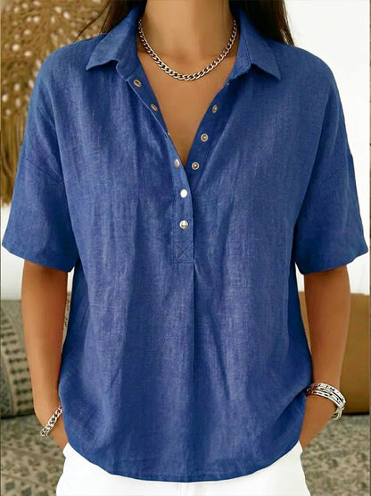 Single-breasted Lapel Shirt E-commerce Bestseller Womens Solid-color Casual Wear