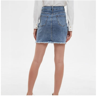 Womens Retro Embroidered Denim Skirt