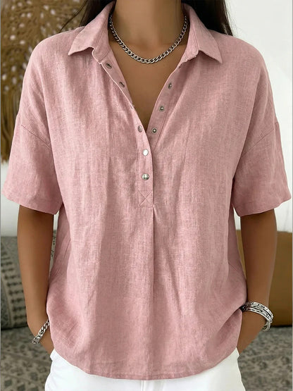 Single-breasted Lapel Shirt E-commerce Bestseller Womens Solid-color Casual Wear