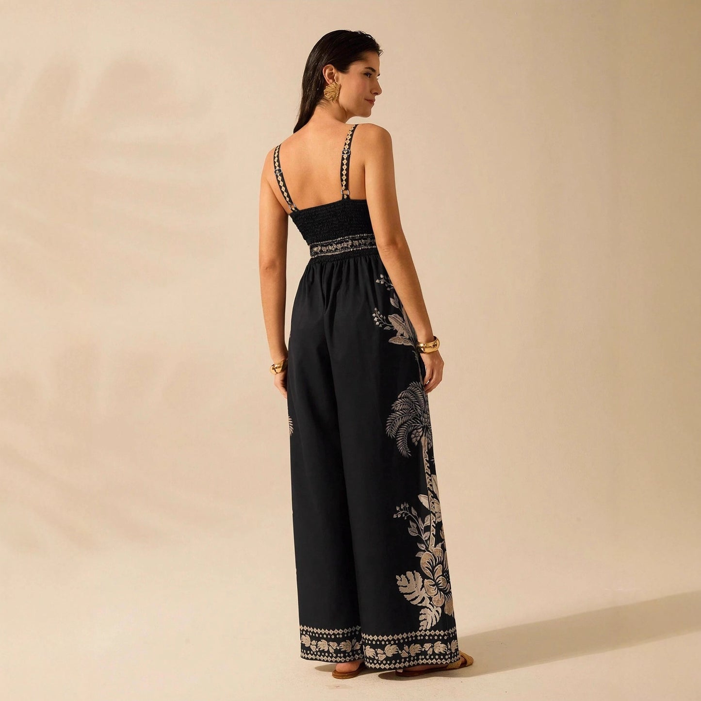 V-neck Sleeveless Strap Long Jumpsuit Womens Vacation Wear