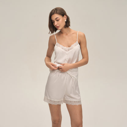 Womens Pajamas Lace Camisole And Shorts Set For Home Wear