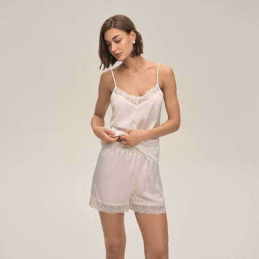 Womens Pajamas Lace Camisole And Shorts Set For Home Wear