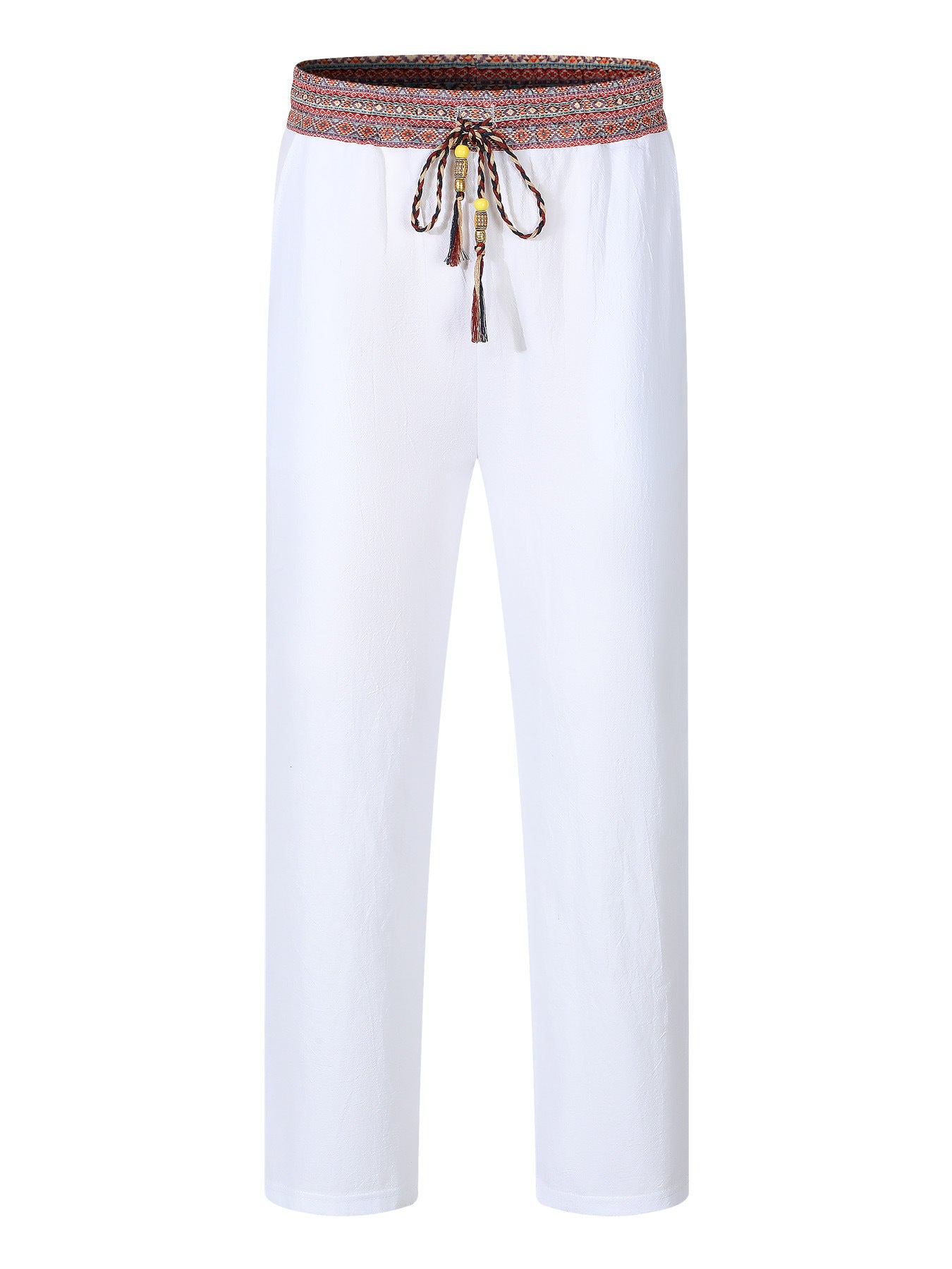 Mens Retro Patchwork Linen Pants