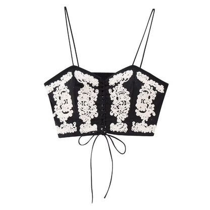 Womens Suspenders Embroidered Suspenders Skirt