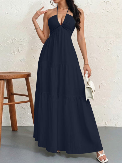 Womens Backless Halterneck Dress