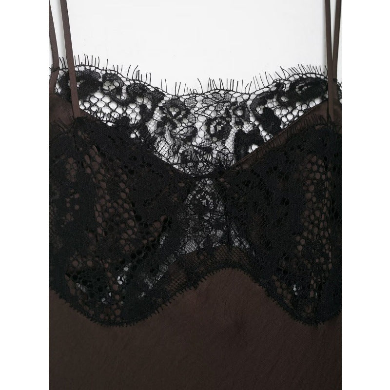 Womens Wear Stylish Asymmetrical Lace And Satin Dress