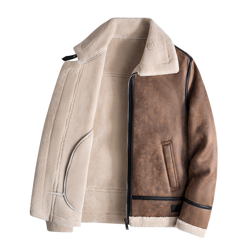 Men's Lamb Wool Coat Winter Clothing