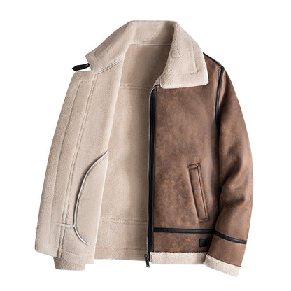 Men's Lamb Wool Coat Winter Clothing
