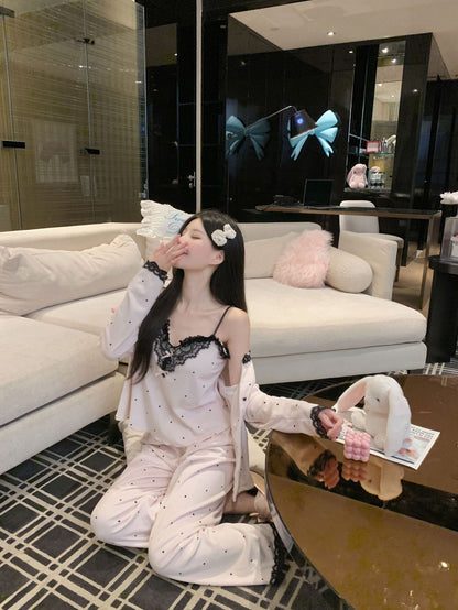 Womens Home Wear Set Double-Faced Fleece Thermal Pajamas