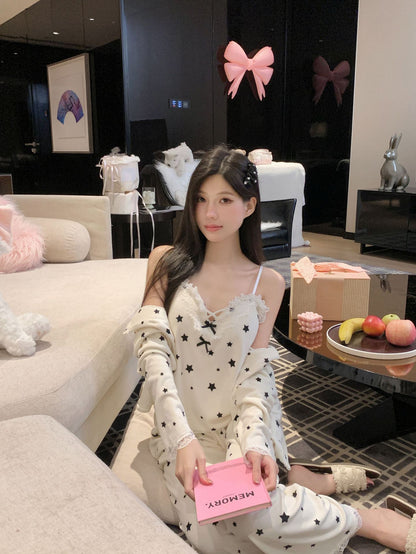 Womens Home Wear Set Double-Faced Fleece Thermal Pajamas