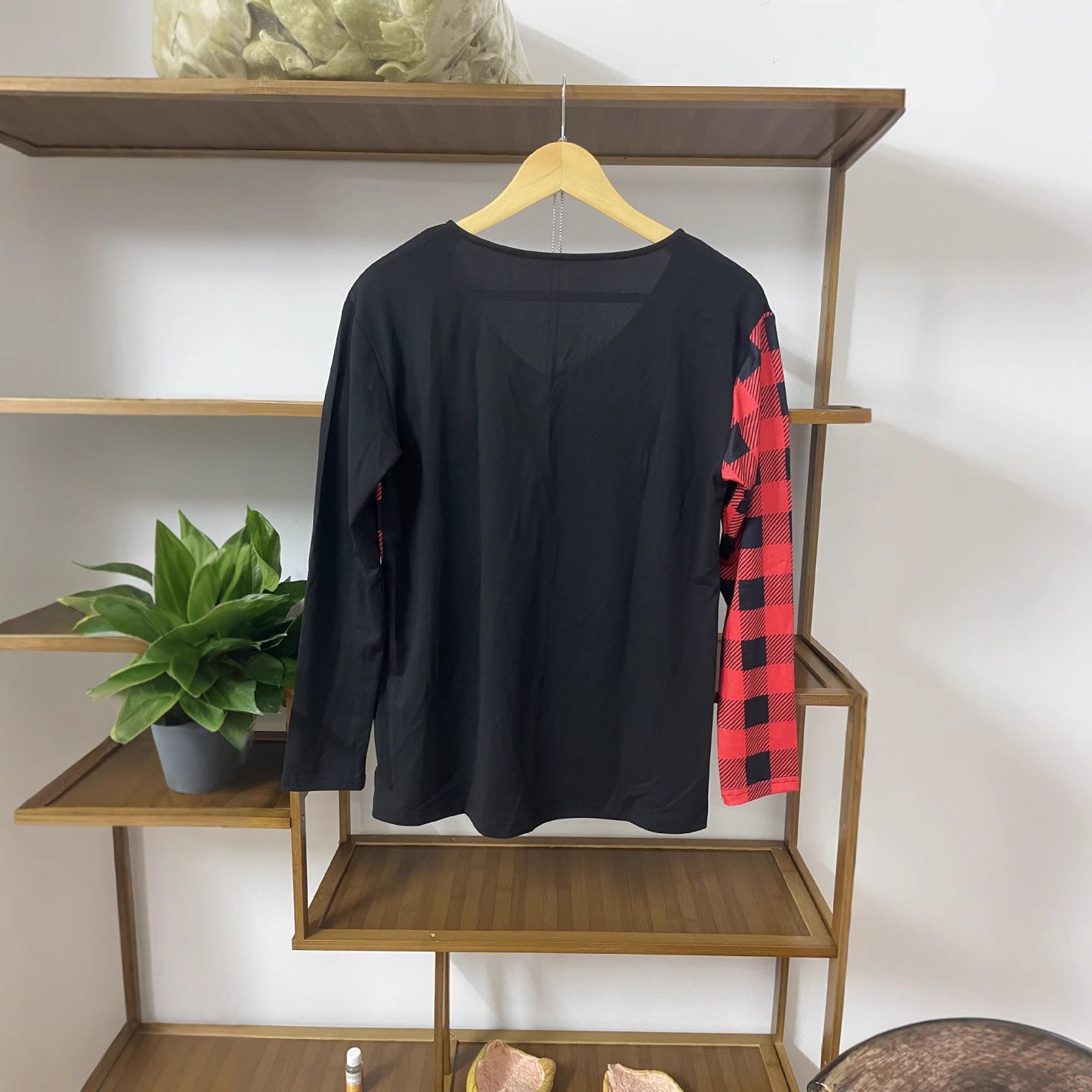 Long-sleeve Plaid Contrast-color Casual Womens Wear