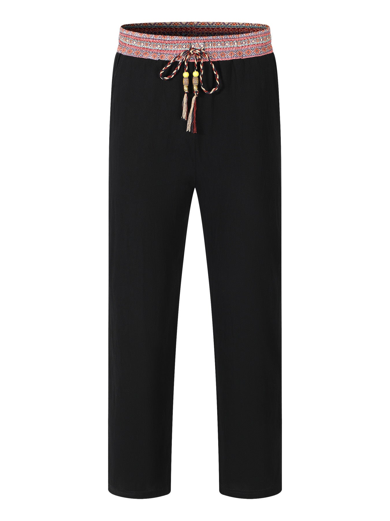 Mens Retro Patchwork Linen Pants
