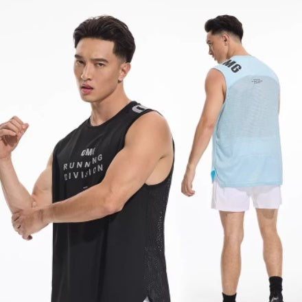 Breathable Tank Top Mens Loose Training Ice Silk Running T-Shirt Sports Fitness Wear Sleeveless Lightweight Style