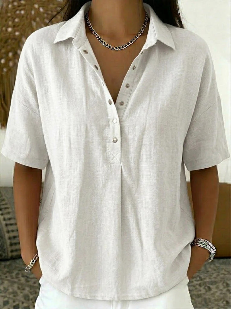 Single-breasted Lapel Shirt E-commerce Bestseller Womens Solid-color Casual Wear