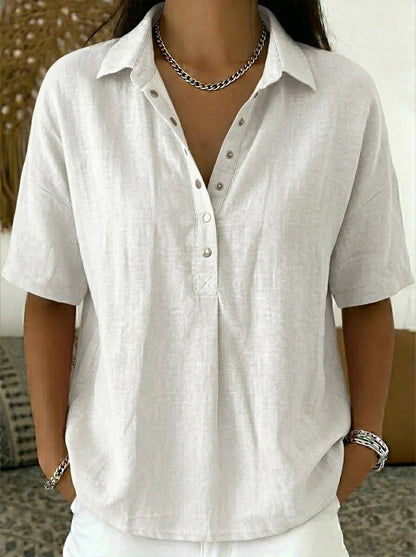 Single-breasted Lapel Shirt E-commerce Bestseller Womens Solid-color Casual Wear